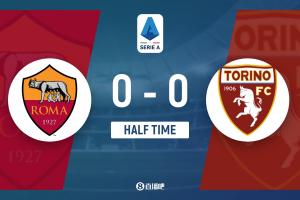 半場-羅馬暫0-0都靈 羅馬控球7成+9射門2射正比賽場面沉悶