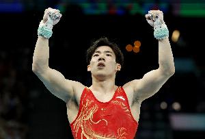 張博恒14.860分奪得全運會男子單杠冠軍，鶴翔亞軍、肖若騰季軍