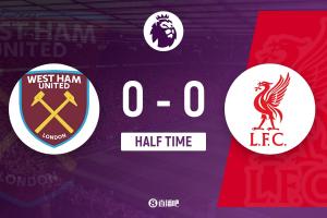 半場-利物浦0-0西漢姆聯(lián) 伊薩克門前失良機(jī)維爾茨造險鐵錘幫0射正