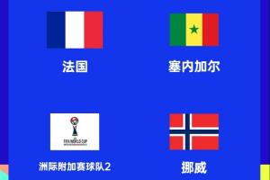 世界杯I組賽程：挪威vs法國末輪交手，比賽時間6月27日3點